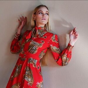 Trashy Diva Original My Pet Leopard Secretary Blouse, Sz 8